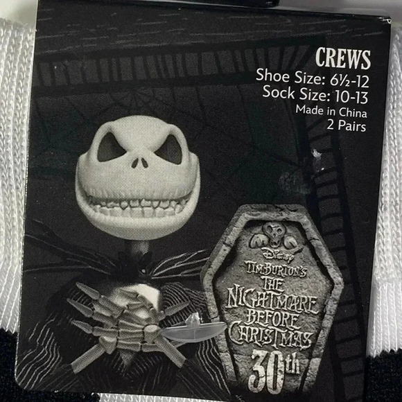 The Nightmare Before Christmas  - 2 Pairs Crew Socks Jack & Oogie Size 10-13 - Picture 3 of 5